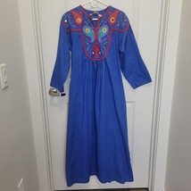 Sandy Starkman Lounge Wear Kaftan Bead Embellished Embroidered  Blue Red Vintage - £22.19 GBP