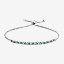1 CT Lab-Created Green Emerald Tennis Bolo Adjustable Bracelet 14K Gold Plated - £196.03 GBP