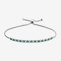 1 CT Lab-Created Green Emerald Tennis Bolo Adjustable Bracelet 14K Gold Plated - £186.35 GBP