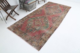 4x9 Soft Red Turkish Carpet Oushak Handmade Wool Rug, Red Oriental Area Rug, 4x9 - £256.98 GBP