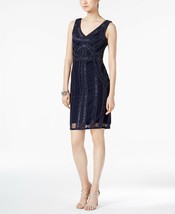 Adrianna Papell Sequin Sheath Dress Navy Petite Size 12 P MSRP $329 - £121.49 GBP