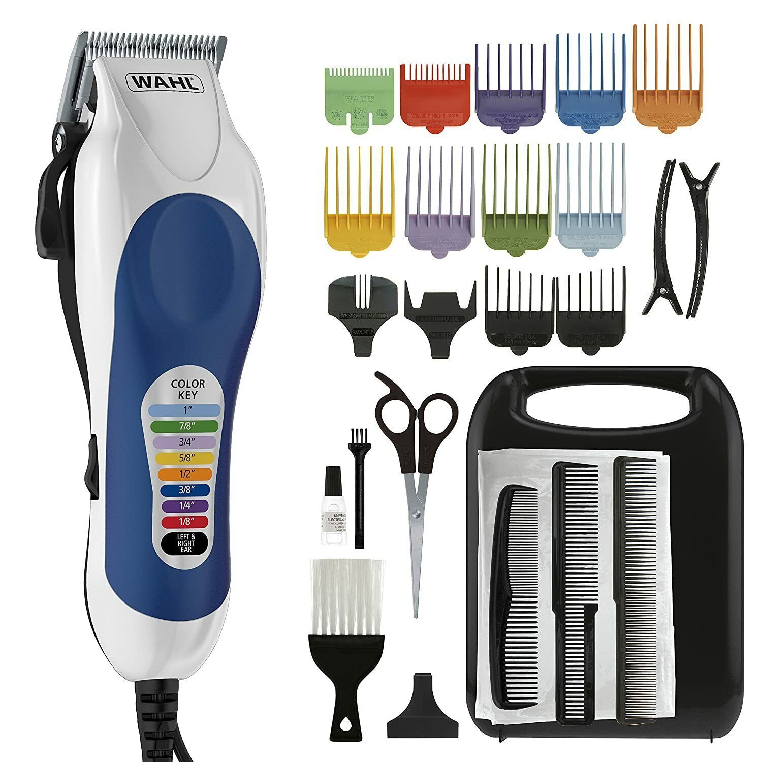 NEW Professional Kit Wahl Clipper Color Pro Complete Hair Cutting Kit, 26 Pieces