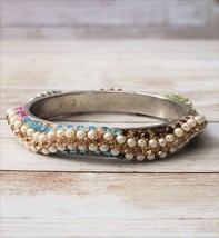 Vintage Bracelet / Bangle Fancy Multi Colored Bangle with Faux Pearls - $8.99