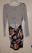 Woman&#39;s Striped and Floral Print Long Sleeve Dress - Size: XS - £11.39 GBP