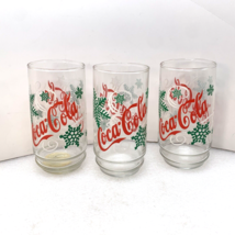 Coca-Cola Christmas Green Snowflake 16oz Glass Cup Set, 3-Pieces - £19.85 GBP