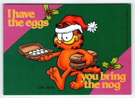 Garfield Cat Christmas Party Postcard I Have Eggs You Bring Nog Jim Davis 1978 - £6.37 GBP