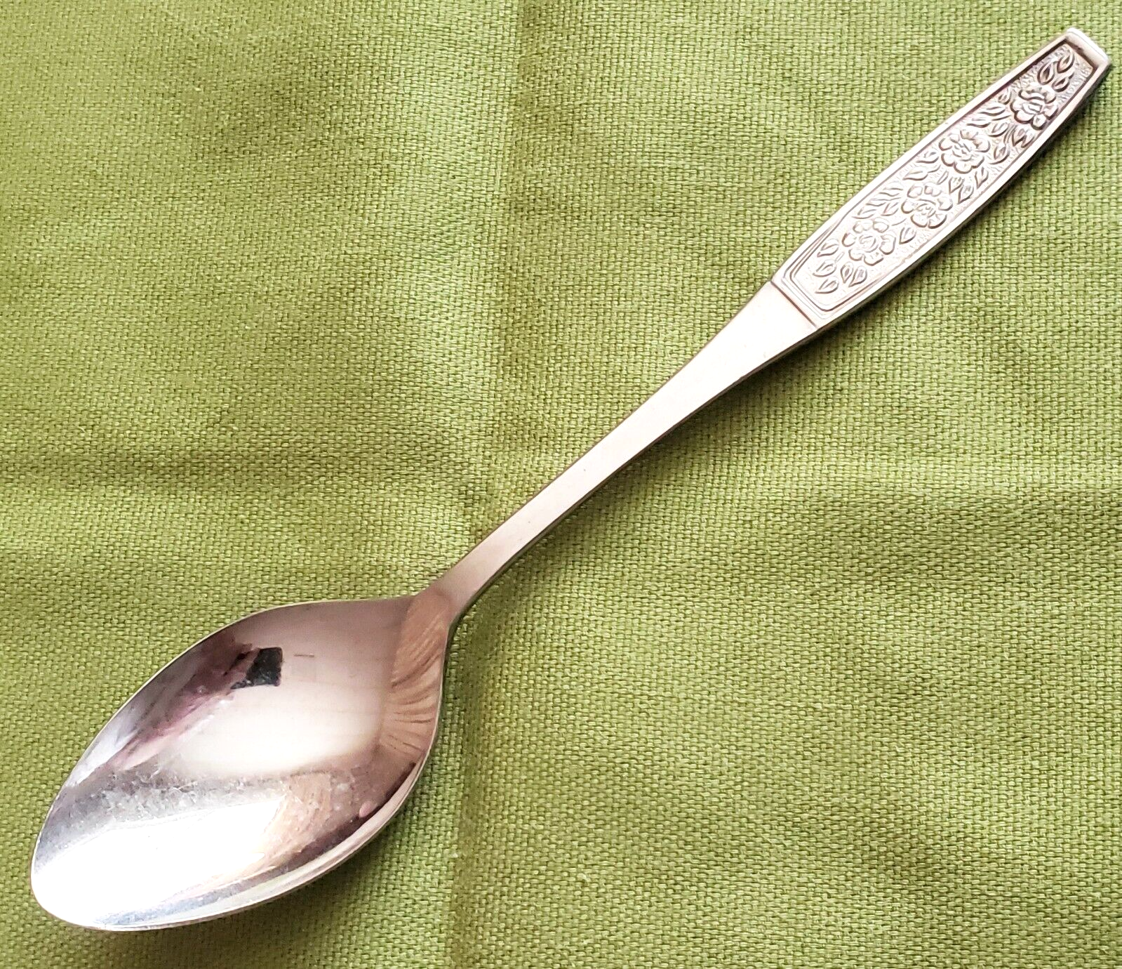  Customcraft Stainless CUS10 Teaspoon Textured Glossy Floral Japan 6 1/8&quot;   - £4.46 GBP