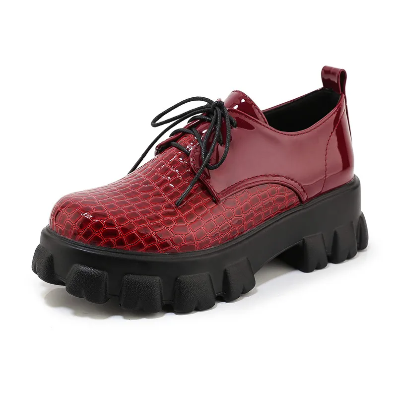 LeShion Of Chanmeb Chic Platform  Heel Shoes Women  Patent Leather  up Flats Lad - £193.99 GBP