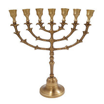 Elegant Seven Branched Jerusalem Menorah 12,2 inch Antique Bronze - £97.08 GBP