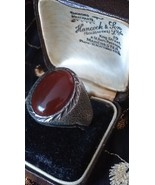 Antique 1935 Birmingham Hallmarks Silver Large Carnelian Signet Ring UK ... - £134.82 GBP