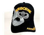 US Army Airborne Men&#39;s Cap Hat Embroidered Black Acrylic One Size - £10.28 GBP