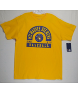 Men&#39;s Adult Yellow MLB Milwaukee Brewers T-Shirt 100% Cotton Size Large - £14.09 GBP