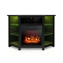 Fireplace Corner TV Stand with LED Lights and Smart APP Control for 50 Inches TV - £238.75 GBP