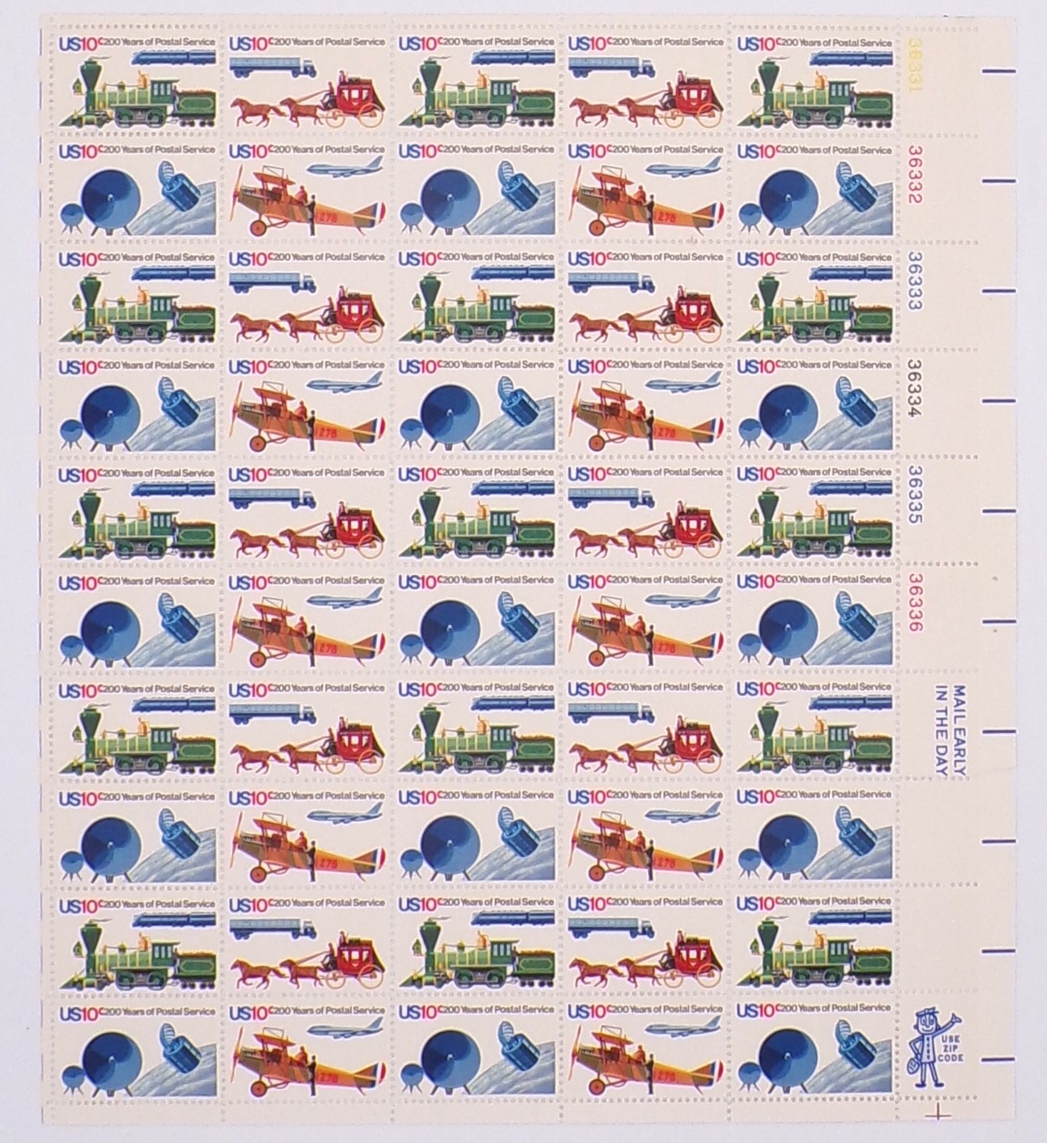 United States Stamp Sheet US 1572-75 1975 10c US Postal Service Bicentennial - $29.99