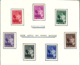 BELGIUM 1937 VF MH Semi-Postal Stamps Sc #B189/96 Queen Astrid &amp; Prince Baudouin - £7.02 GBP