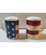 Vintage 1997 Warren Kimble Colonial USA Flag Salt &amp; Pepper Shakers 4.5&quot; ... - £13.30 GBP