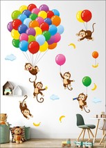 DECOWALL SG-2202 Balloons Monkey Wall Stickers Cartoon Monkeys Decals for Kids C - $29.68