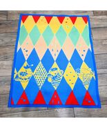 Vintage Kinderdecke Baby&#39;s best Blanket primary colors caterpillar bear ... - $23.00