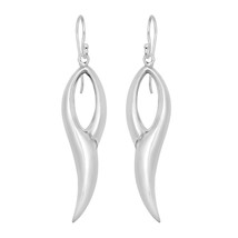 Exotic Elegance Pointed Loop Sterling Silver Dangle Earrings - £17.37 GBP