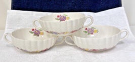 3 Antique Spode Rose Briar Cream Soups Hand Tinted Great Shape - £20.91 GBP