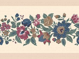 Dundee Deco DDAZBD9096 Peel and Stick Wallpaper Border - Floral Blue Gre... - $21.77