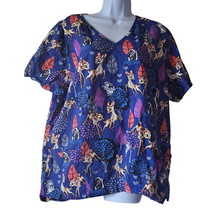 Disney Bambi Thumper Nursing Scrub Top Shirt Womens 2XL Plus Size - £19.57 GBP