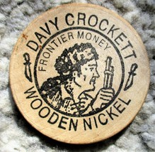 Vintage Davy Crockett Frontier Money Wooden Nickel - The Alamo, San Antonio, Tx - £5.74 GBP