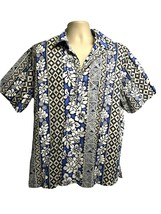 Kai Nani Vintage Blue Floral Hawaiian Reverse Print Pullover Shirt XL Po... - £23.34 GBP