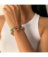 Chain Bracelets Fashion Thick Charm Printed Metal Bangles Jewelry Gift - £6.26 GBP