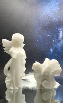 White Jade Winged Angel Cat And Guardian Angel, Pet Memorial, Pet Loss Gift,  - £77.89 GBP