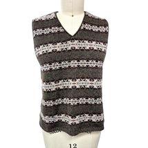 Vtg 80s 90s Eddie Bauer 100% Wool Sweater Vest Green/ Pink Fair Isle Wom... - $32.95