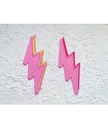 Embroidered Iron on patch. Preppy Pink Lightning Bolt patch. - £4.60 GBP+