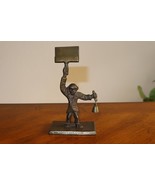 Vtg Cast Iron/Bronze Finish Bell Hop Monkey Business Place Card Holder P... - $795.55 MXN