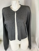 Liz Claiborne NWT Gray Cardigan Open Front Shimmery Orig $158 Size 16 - £43.74 GBP