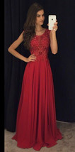 Charming Red Long Prom Dresses Evening Dress with Beaded - £143.84 GBP