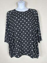 Market &amp; Spruce Womens Plus Size 3X Gray Dot Plush Knit Top 3/4 Sleeve - £14.08 GBP