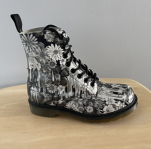 Dr Martens Boots 6 Black White Floral Pascal Paint Drip Slime Punk Goth 1460 - £73.94 GBP