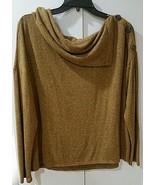 MAURICES Mustard &amp; Black Tweed Cowl Neck Button Collar Rayon Sweater SZ ... - £10.81 GBP