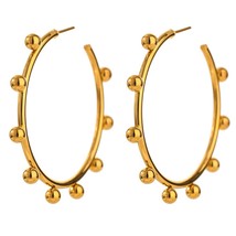 Trendy Round Hollow Ball Hoop Earrings for Women Stainless Steel Geometric Tempe - £9.25 GBP