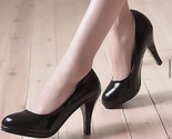 Alex Mari Classic Black Patent Leather 3&quot; Heel Dakata Round Toe Pumps Si... - $18.80