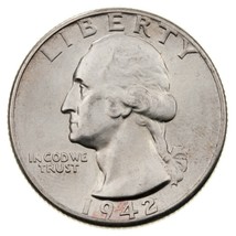 1942 25C Washington Quarts En Gem Bu État, Excellent Oeil Appeal - $688.33 MXN
