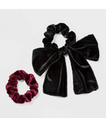 Women&#39;s A New Day Velvet Hair Twisters Black w/Tails &amp; Wine Scrunchies S... - €7,58 EUR
