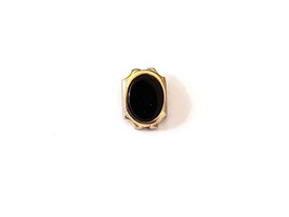 Oval Black Onyx Tie Tack Rectangular Gold Tone Setting Classy Vintage - $14.95