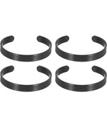 4 Black Titanium Steel Cuff Bangle Bracelets Engraving Blanks Wholesale Lot - $33.94 CAD