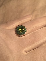 Vintage Genuine Faceted Green Peridot 925 Sterling Silver Cocktail Ring - £94.96 GBP