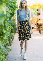 LuLaRoe NWT Sz.2x  “Madison” Black With Floral Print Skirt - £11.95 GBP