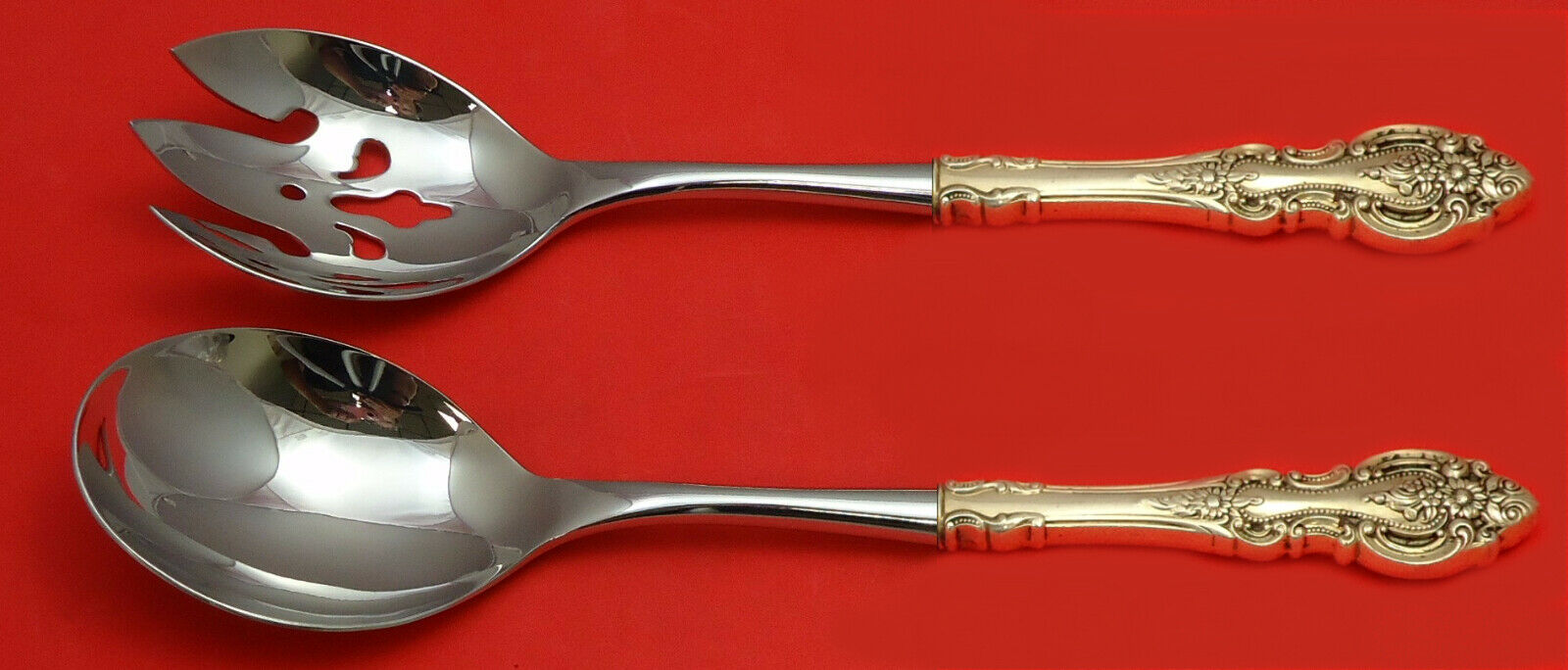 Primary image for Grand Victorian by Wallace Sterling Salad Serving Set 2pc Pierced HHWS Custom