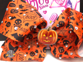 JoJo Siwa Hair Clip Large Bow Halloween Orange black ghosts Pumpkin bats BOO! - £9.61 GBP