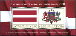 Latvia 2021. Centenary of the State Symbols of Latvia (MNH OG) Souvenir Sheet - £4.74 GBP