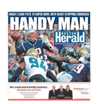Patriots Boston Herald &quot;Handy Man&quot; Patriots Beat Jacksonville &amp; Win AFC ... - $16.82